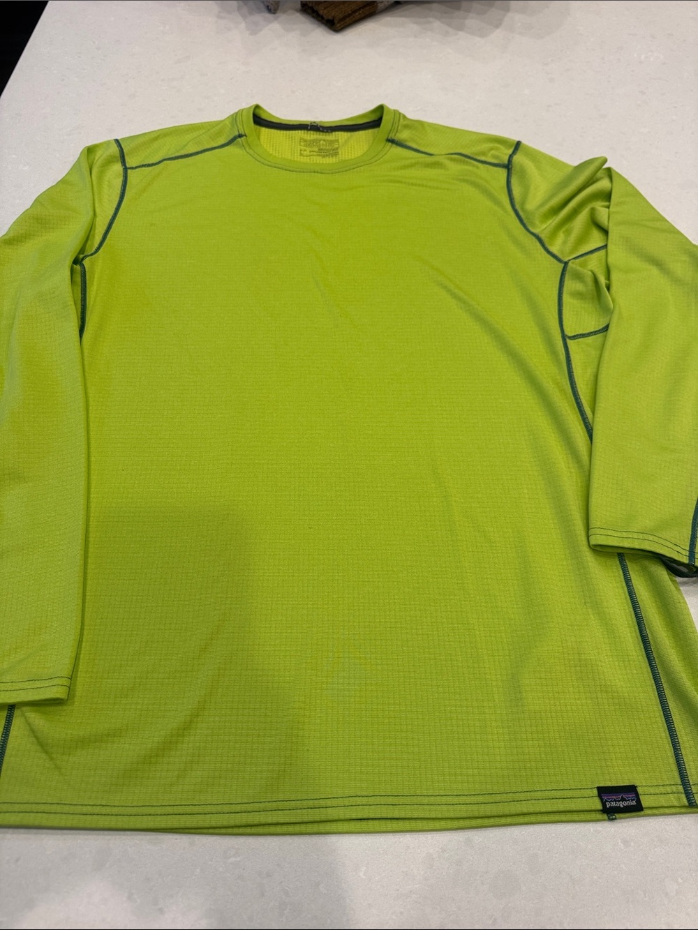 Patagonia Men’s Long Sleeve base layer Rash Guard - Bright Lime Green